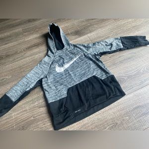 Nike Dri-Fit youth hoodie in gray and black, size large
